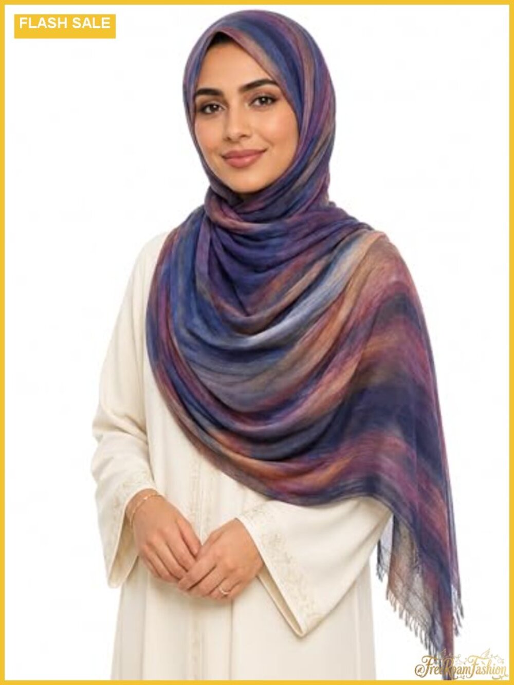 100% Rayon Ombre Crinkle Hijab Scarf with Fringe Ends Women